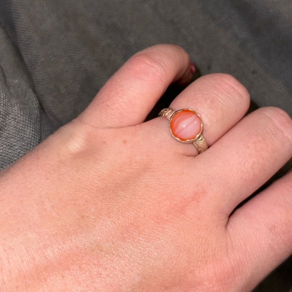 Sterling Silver Pink Agate Ring - Picture 2 of 6